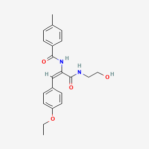 B1657377 N-[(E)-1-(4-ethoxyphenyl)-3-(2-hydroxyethylamino)-3-oxoprop-1-en-2-yl]-4-methylbenzamide CAS No. 5650-02-2