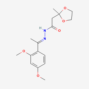 molecular formula C16H22N2O5 B1657380 N'-[(1E)-1-(2,4-dimethoxyphenyl)ethylidene]-2-(2-methyl-1,3-dioxolan-2-yl)acetohydrazide CAS No. 5651-24-1