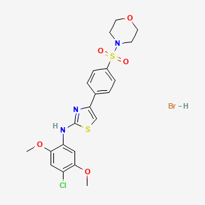 molecular formula C21H23BrClN3O5S2 B1657381 N-(4-chloro-2,5-dimethoxyphenyl)-4-(4-morpholin-4-ylsulfonylphenyl)-1,3-thiazol-2-amine;hydrobromide CAS No. 5651-70-7