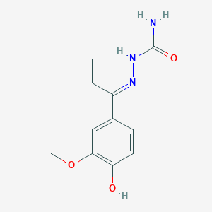 molecular formula C11H15N3O3 B1657382 (2E)-2-[1-(4-hydroxy-3-methoxyphenyl)propylidene]hydrazinecarboxamide CAS No. 5651-79-6