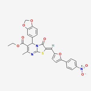 ethyl (2Z)-5-(1,3-benzodioxol-5-yl)-7-methyl-2-[[5-(4-nitrophenyl)furan-2-yl]methylidene]-3-oxo-5H-[1,3]thiazolo[3,2-a]pyrimidine-6-carboxylate