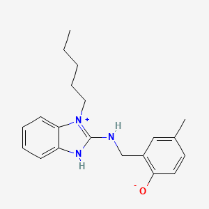 molecular formula C20H25N3O B1657403 4-methyl-2-[[(3-pentyl-1H-benzimidazol-3-ium-2-yl)amino]methyl]phenolate CAS No. 5660-35-5
