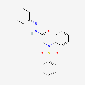 molecular formula C19H23N3O3S B1657406 2-[N-(benzenesulfonyl)anilino]-N-(pentan-3-ylideneamino)acetamide CAS No. 5661-15-4