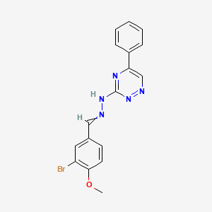 B1657420 N-[(3-Bromo-4-methoxy-phenyl)methylideneamino]-5-phenyl-1,2,4-triazin-3-amine CAS No. 5663-78-5