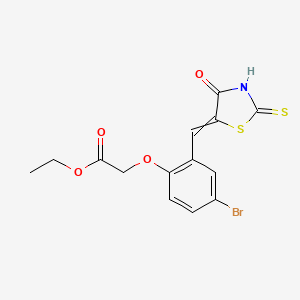 molecular formula C14H12BrNO4S2 B1657421 Ethyl 2-[4-bromo-2-[(E)-(4-oxo-2-sulfanylidene-thiazolidin-5-ylidene)methyl]phenoxy]acetate CAS No. 5664-36-8