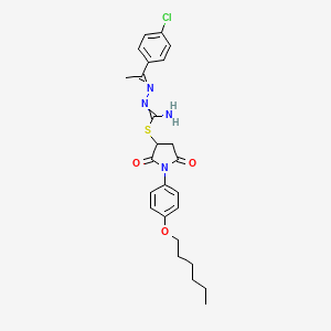 [1-(4-hexoxyphenyl)-2,5-dioxopyrrolidin-3-yl] N'-[1-(4-chlorophenyl)ethylideneamino]carbamimidothioate