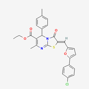B1657438 ethyl (2Z)-2-[[5-(4-chlorophenyl)furan-2-yl]methylidene]-7-methyl-5-(4-methylphenyl)-3-oxo-5H-[1,3]thiazolo[3,2-a]pyrimidine-6-carboxylate CAS No. 5669-90-9