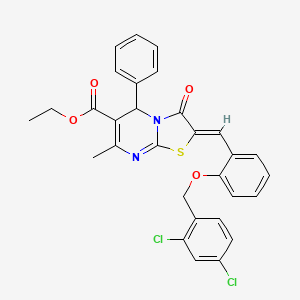 molecular formula C30H24Cl2N2O4S B1657445 ethyl (2Z)-2-[[2-[(2,4-dichlorophenyl)methoxy]phenyl]methylidene]-7-methyl-3-oxo-5-phenyl-5H-[1,3]thiazolo[3,2-a]pyrimidine-6-carboxylate CAS No. 5671-46-5