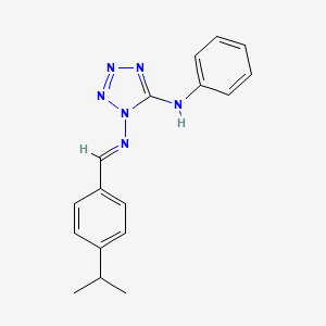 molecular formula C17H18N6 B1657450 N~1~-(4-isopropylbenzylidene)-N~5~-phenyl-1H-tetrazole-1,5-diamine CAS No. 5672-25-3
