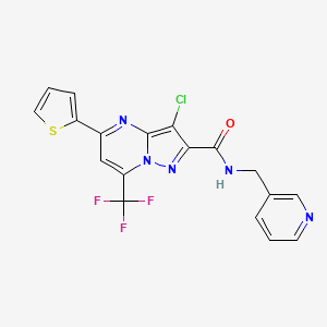 molecular formula C18H11ClF3N5OS B1657456 3-chloro-N-(pyridin-3-ylmethyl)-5-thiophen-2-yl-7-(trifluoromethyl)pyrazolo[1,5-a]pyrimidine-2-carboxamide CAS No. 5673-06-3
