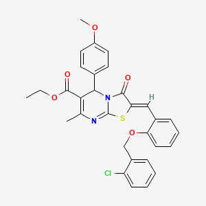 molecular formula C31H27ClN2O5S B1657457 ethyl (2Z)-2-[[2-[(2-chlorophenyl)methoxy]phenyl]methylidene]-5-(4-methoxyphenyl)-7-methyl-3-oxo-5H-[1,3]thiazolo[3,2-a]pyrimidine-6-carboxylate CAS No. 5673-55-2