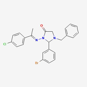 B1657464 1-benzyl-2-(3-bromophenyl)-3-[(E)-1-(4-chlorophenyl)ethylideneamino]imidazolidin-4-one CAS No. 5675-04-7