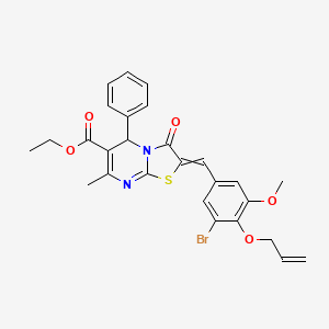 molecular formula C27H25BrN2O5S B1657468 ethyl 2-[(3-bromo-5-methoxy-4-prop-2-enoxyphenyl)methylidene]-7-methyl-3-oxo-5-phenyl-5H-[1,3]thiazolo[3,2-a]pyrimidine-6-carboxylate CAS No. 5675-16-1
