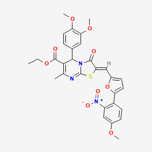 B1657474 ethyl (2Z)-5-(3,4-dimethoxyphenyl)-2-[[5-(4-methoxy-2-nitrophenyl)furan-2-yl]methylidene]-7-methyl-3-oxo-5H-[1,3]thiazolo[3,2-a]pyrimidine-6-carboxylate CAS No. 5677-40-7