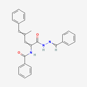 molecular formula C26H23N3O2 B1657484 N-[(1Z,3E)-1-[(Benzylideneamino)carbamoyl]-3-methyl-4-phenyl-buta-1,3-dienyl]benzamide CAS No. 5679-25-4