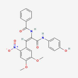 molecular formula C24H21N3O7 B1657487 N-[(E)-1-(4,5-dimethoxy-2-nitrophenyl)-3-(4-hydroxyanilino)-3-oxoprop-1-en-2-yl]benzamide CAS No. 5679-41-4