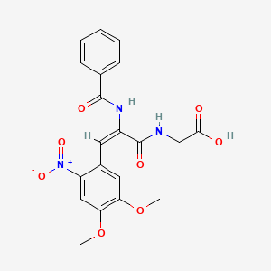 B1657496 2-[[(E)-2-benzamido-3-(4,5-dimethoxy-2-nitrophenyl)prop-2-enoyl]amino]acetic acid CAS No. 5681-88-9