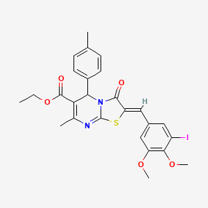 ethyl (2Z)-2-[(3-iodo-4,5-dimethoxyphenyl)methylidene]-7-methyl-5-(4-methylphenyl)-3-oxo-5H-[1,3]thiazolo[3,2-a]pyrimidine-6-carboxylate