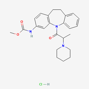 molecular formula C24H30ClN3O3 B1657519 methyl N-[11-(2-piperidin-1-ylpropanoyl)-5,6-dihydrobenzo[b][1]benzazepin-2-yl]carbamate;hydrochloride CAS No. 5691-55-4