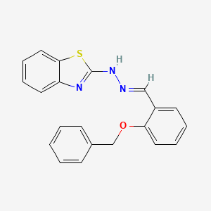molecular formula C21H17N3OS B1657559 N-[(E)-(2-phenylmethoxyphenyl)methylideneamino]-1,3-benzothiazol-2-amine CAS No. 5721-03-9