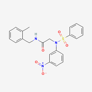 2-[N-(benzenesulfonyl)-3-nitroanilino]-N-[(2-methylphenyl)methyl]acetamide