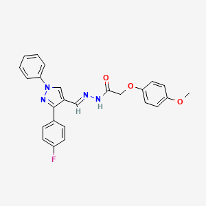 molecular formula C25H21FN4O3 B1657616 N-[(E)-[3-(4-fluorophenyl)-1-phenylpyrazol-4-yl]methylideneamino]-2-(4-methoxyphenoxy)acetamide CAS No. 5747-75-1
