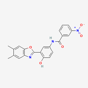 molecular formula C22H17N3O5 B1657665 N-[3-(5,6-Dimethyl-1,3-benzoxazol-2-YL)-4-hydroxyphenyl]-3-nitrobenzamide CAS No. 5770-67-2