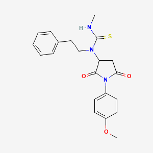 molecular formula C21H23N3O3S B1657724 N-[1-(4-Methoxyphenyl)-2,5-dioxopyrrolidin-3-yl]-N'-methyl-N-(2-phenylethyl)thiourea CAS No. 5793-60-2