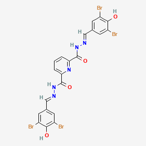 molecular formula C21H13Br4N5O4 B1657730 2-N',6-N'-bis[(3,5-dibromo-4-oxocyclohexa-2,5-dien-1-ylidene)methyl]pyridine-2,6-dicarbohydrazide CAS No. 5795-25-5