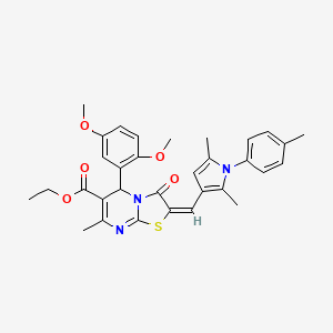 molecular formula C32H33N3O5S B1657791 ethyl (2E)-5-(2,5-dimethoxyphenyl)-2-[[2,5-dimethyl-1-(4-methylphenyl)pyrrol-3-yl]methylidene]-7-methyl-3-oxo-5H-[1,3]thiazolo[3,2-a]pyrimidine-6-carboxylate CAS No. 5818-88-2
