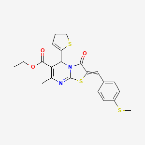 B1657806 ethyl 7-methyl-2-[(4-methylsulfanylphenyl)methylidene]-3-oxo-5-thiophen-2-yl-5H-[1,3]thiazolo[3,2-a]pyrimidine-6-carboxylate CAS No. 5822-51-5