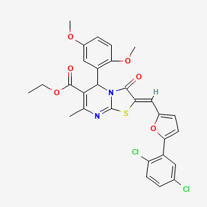 ethyl (2Z)-2-[[5-(2,5-dichlorophenyl)furan-2-yl]methylidene]-5-(2,5-dimethoxyphenyl)-7-methyl-3-oxo-5H-[1,3]thiazolo[3,2-a]pyrimidine-6-carboxylate
