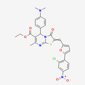 Ethyl 2-[[5-(2-chloro-4-nitrophenyl)furan-2-yl]methylidene]-5-[4-(dimethylamino)phenyl]-7-methyl-3-oxo-5H-[1,3]thiazolo[3,2-a]pyrimidine-6-carboxylate