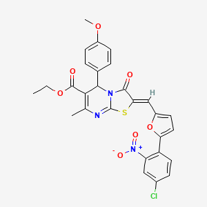 ethyl (2Z)-2-[[5-(4-chloro-2-nitrophenyl)furan-2-yl]methylidene]-5-(4-methoxyphenyl)-7-methyl-3-oxo-5H-[1,3]thiazolo[3,2-a]pyrimidine-6-carboxylate