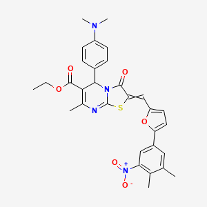Ethyl 5-[4-(dimethylamino)phenyl]-2-{[5-(3,4-dimethyl-5-nitrophenyl)furan-2-yl]methylidene}-7-methyl-3-oxo-2,3-dihydro-5H-[1,3]thiazolo[3,2-a]pyrimidine-6-carboxylate