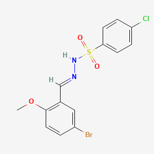 molecular formula C14H12BrClN2O3S B1657816 N-[(E)-(5-bromo-2-methoxyphenyl)methylideneamino]-4-chlorobenzenesulfonamide CAS No. 5826-68-6