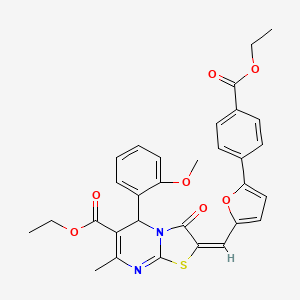 ethyl (2E)-2-[[5-(4-ethoxycarbonylphenyl)furan-2-yl]methylidene]-5-(2-methoxyphenyl)-7-methyl-3-oxo-5H-[1,3]thiazolo[3,2-a]pyrimidine-6-carboxylate