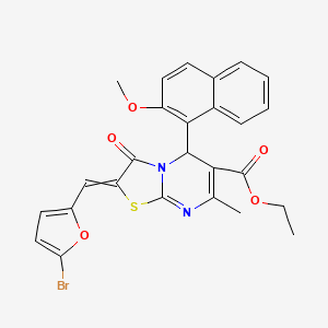 ethyl 2-[(5-bromofuran-2-yl)methylidene]-5-(2-methoxynaphthalen-1-yl)-7-methyl-3-oxo-5H-[1,3]thiazolo[3,2-a]pyrimidine-6-carboxylate