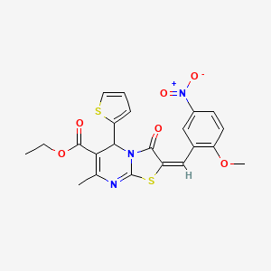 ethyl (2E)-2-[(2-methoxy-5-nitrophenyl)methylidene]-7-methyl-3-oxo-5-thiophen-2-yl-5H-[1,3]thiazolo[3,2-a]pyrimidine-6-carboxylate