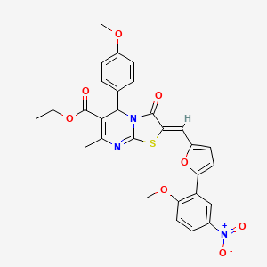 ethyl (2Z)-2-[[5-(2-methoxy-5-nitrophenyl)furan-2-yl]methylidene]-5-(4-methoxyphenyl)-7-methyl-3-oxo-5H-[1,3]thiazolo[3,2-a]pyrimidine-6-carboxylate