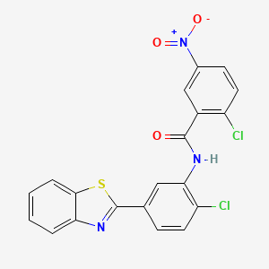 molecular formula C20H11Cl2N3O3S B1657849 N-[5-(1,3-benzothiazol-2-yl)-2-chlorophenyl]-2-chloro-5-nitrobenzamide CAS No. 5839-06-5