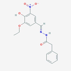 molecular formula C17H17N3O5 B1657867 N'-[(E)-(3-ethoxy-4-hydroxy-5-nitrophenyl)methylidene]-2-phenylacetohydrazide CAS No. 5844-46-2