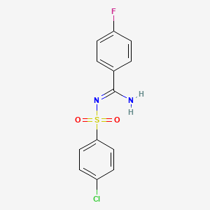 molecular formula C13H10ClFN2O2S B1657883 N'-(4-chlorophenyl)sulfonyl-4-fluorobenzenecarboximidamide CAS No. 5850-06-6