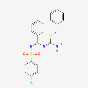 molecular formula C21H18ClN3O2S2 B1657898 benzyl N'-[N-(4-chlorophenyl)sulfonyl-C-phenylcarbonimidoyl]carbamimidothioate CAS No. 5857-82-9