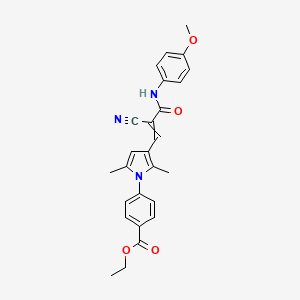 B1657904 Ethyl 4-{3-[2-cyano-3-(4-methoxyanilino)-3-oxoprop-1-en-1-yl]-2,5-dimethyl-1H-pyrrol-1-yl}benzoate CAS No. 5861-88-1