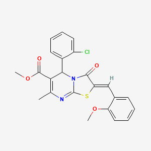 B1657925 methyl (2Z)-5-(2-chlorophenyl)-2-[(2-methoxyphenyl)methylidene]-7-methyl-3-oxo-5H-[1,3]thiazolo[3,2-a]pyrimidine-6-carboxylate CAS No. 5875-76-3