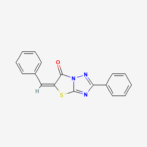 molecular formula C17H11N3OS B1657929 Thiazolo(3,2-b)(1,2,4)triazol-6(5H)-one, 2-phenyl-5-(phenylmethylene)-, (5E)- CAS No. 58755-07-0