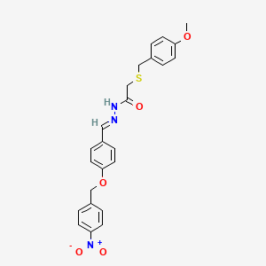 2-[(4-methoxyphenyl)methylsulfanyl]-N-[(E)-[4-[(4-nitrophenyl)methoxy]phenyl]methylideneamino]acetamide