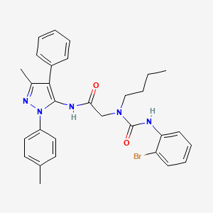 2-[(2-bromophenyl)carbamoyl-butylamino]-N-[5-methyl-2-(4-methylphenyl)-4-phenylpyrazol-3-yl]acetamide