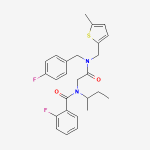 molecular formula C26H28F2N2O2S B1658006 N-butan-2-yl-2-fluoro-N-[2-[(4-fluorophenyl)methyl-[(5-methylthiophen-2-yl)methyl]amino]-2-oxoethyl]benzamide CAS No. 5921-01-7